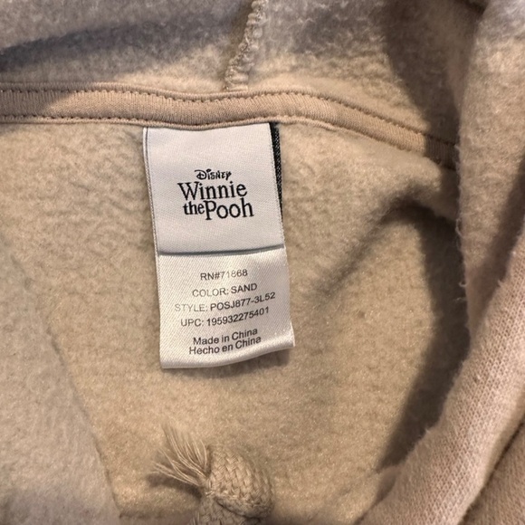 Disney Winnie the Pooh Embroidered Women’s Pullover Hoodie Sand -XL Comfy - Picture 5 of 7